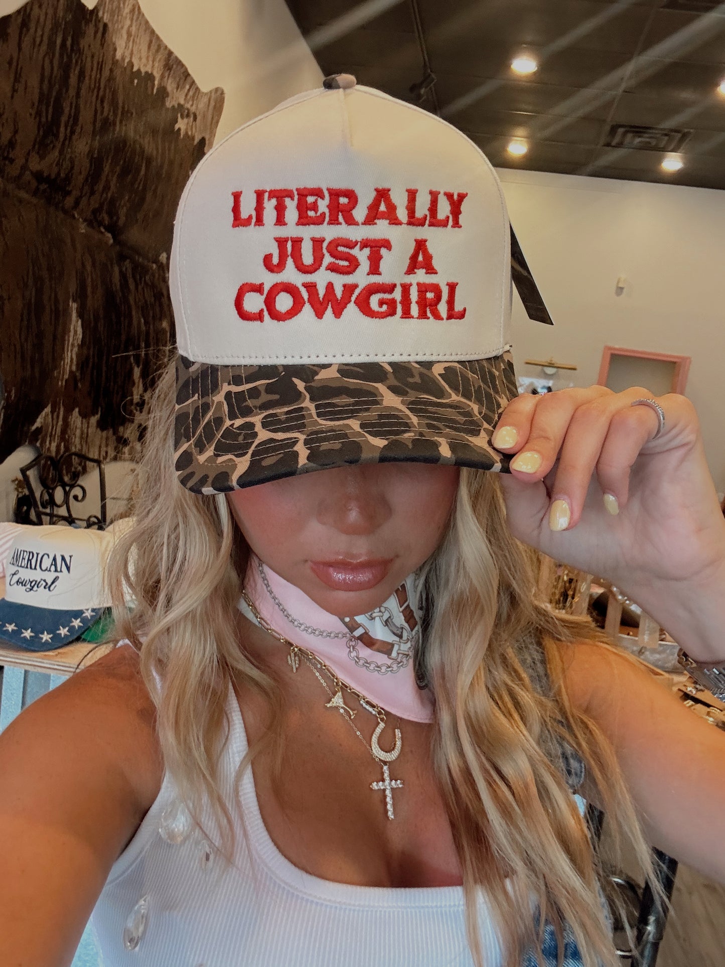 Literally Just A Cowgirl Leopard Trucker Hat