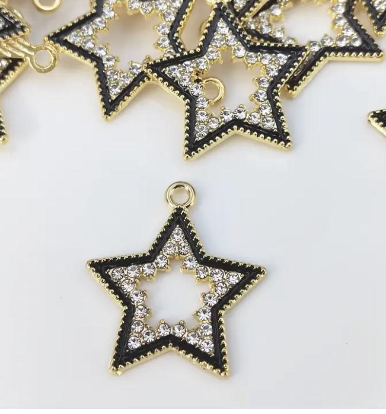 Gold Star Charm w/ Black Outline - Large