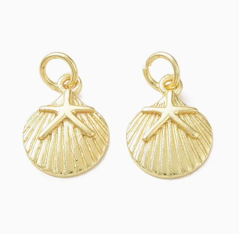 Gold Starfish on Shell - Small