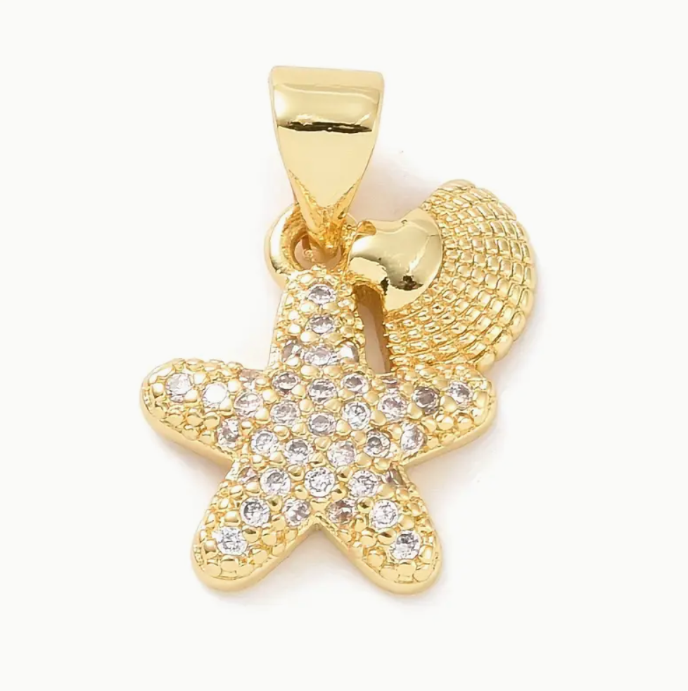 Gold Starfish & Shell - Small