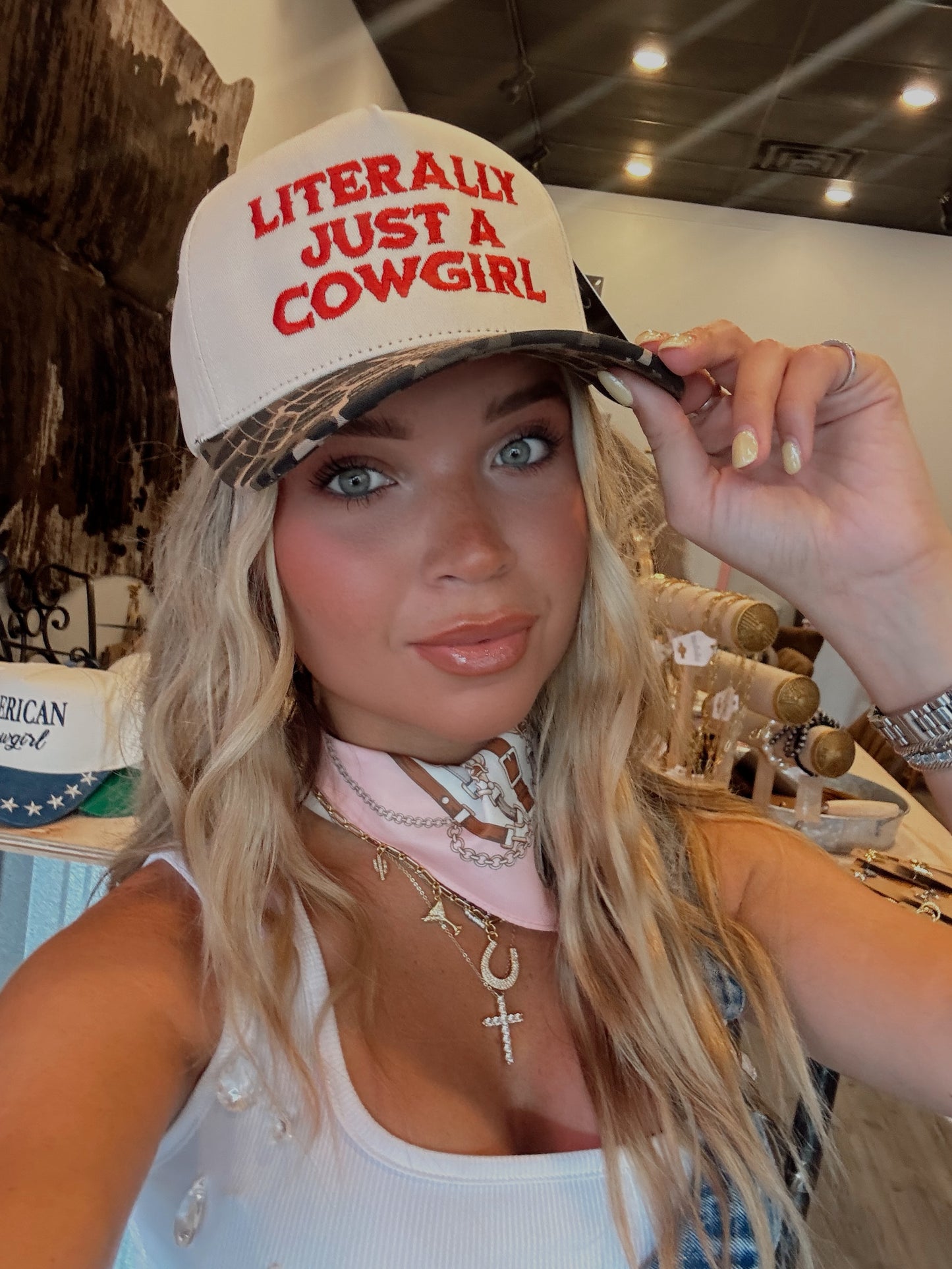 Literally Just A Cowgirl Leopard Trucker Hat