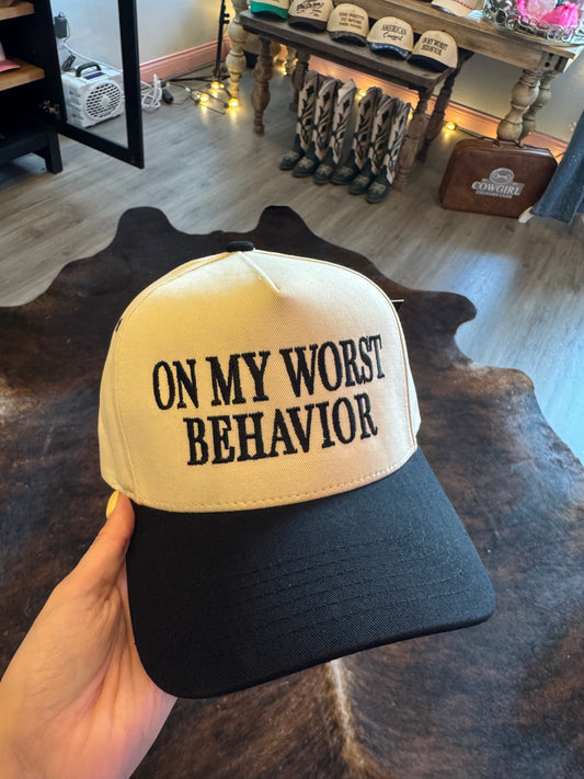 On My Worst Behavior Trucker Hat