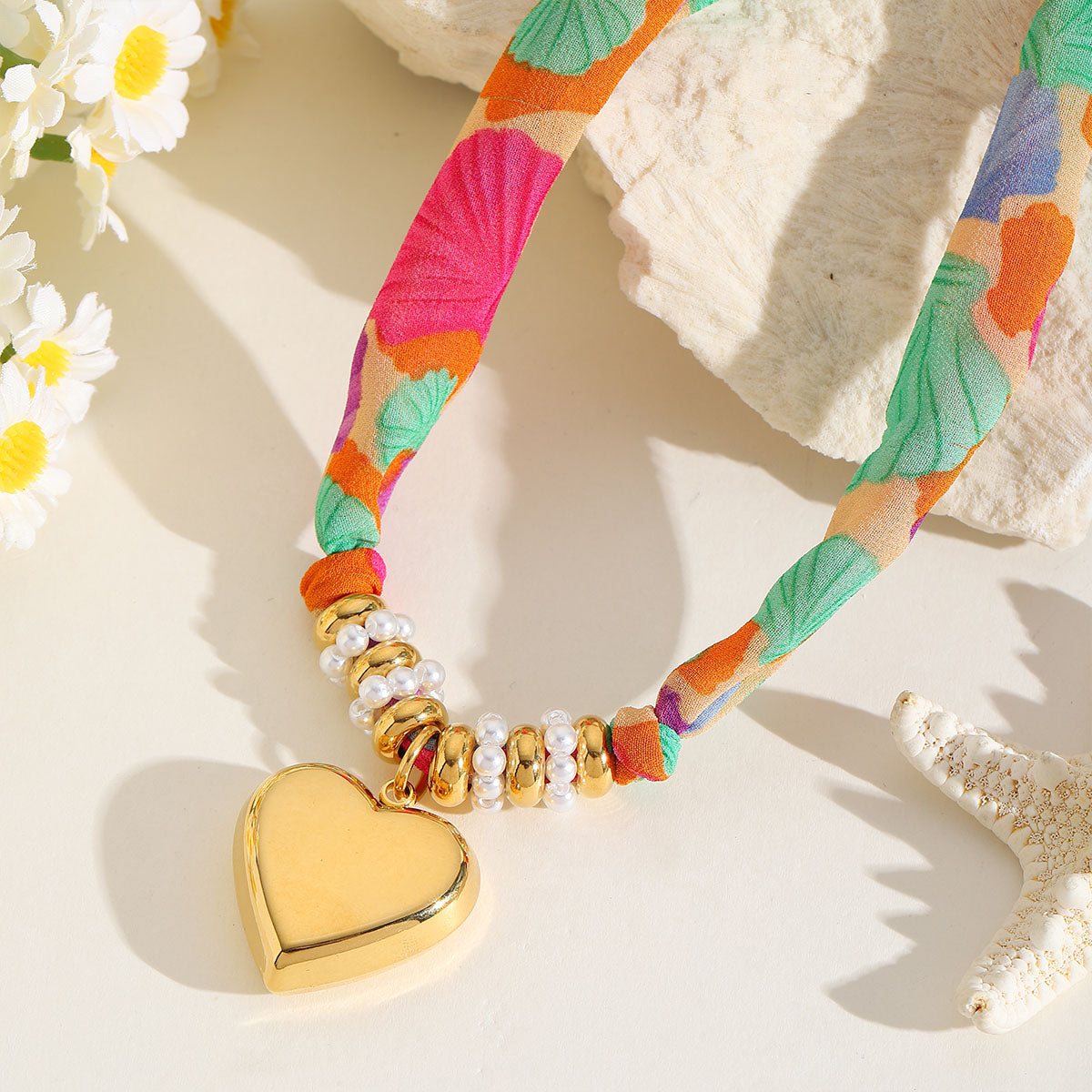 Chunky Heart Scarf Necklace