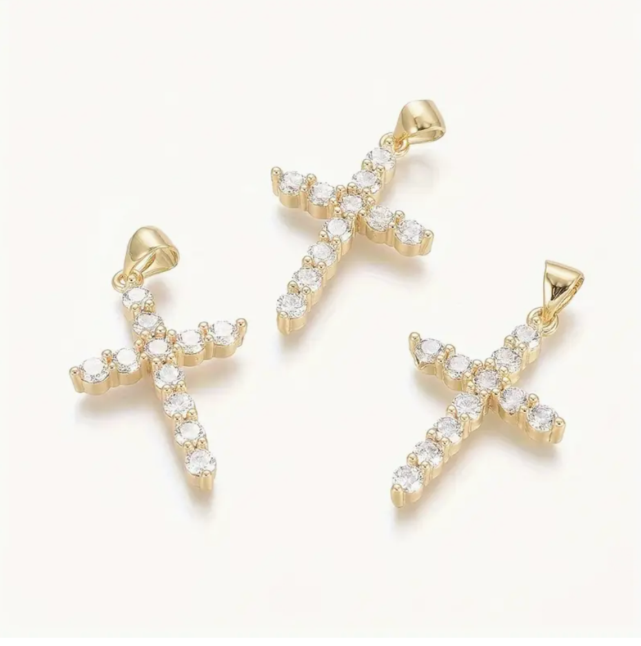 Gold Diamond Cross - Large