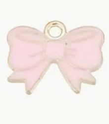 Gold Pink Bow Tie Charm - Medium