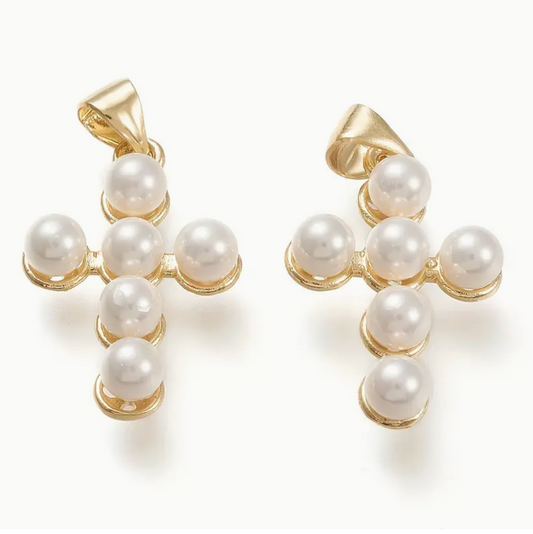 Gold Pearl Cross - Medium