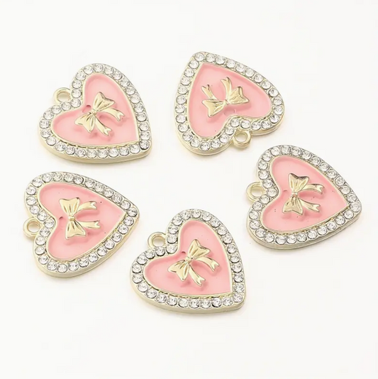 Gold Pink Heart w/ Bow - Large