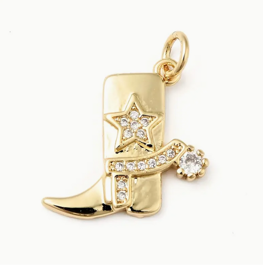 Gold Boot w/ Diamond Spur Charm - Large