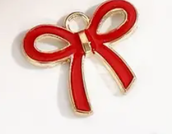 Gold Red Bow Charm - Large
