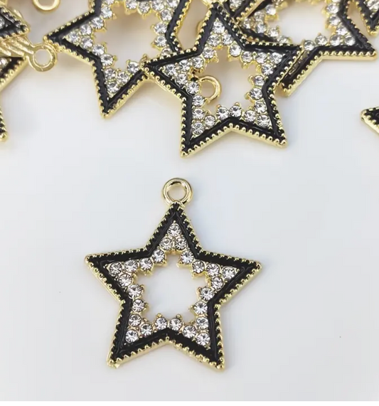 Gold Star Charm w/ Black Outline - Large