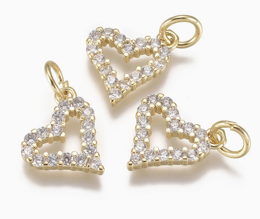Gold Diamond Outlined Hearts - Small