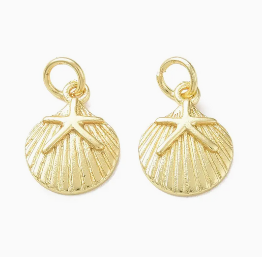 Gold Starfish on Shell - Small
