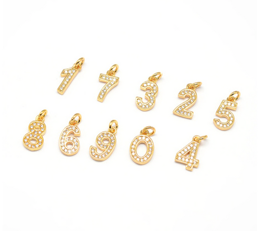 Diamond Number Charm - Medium
