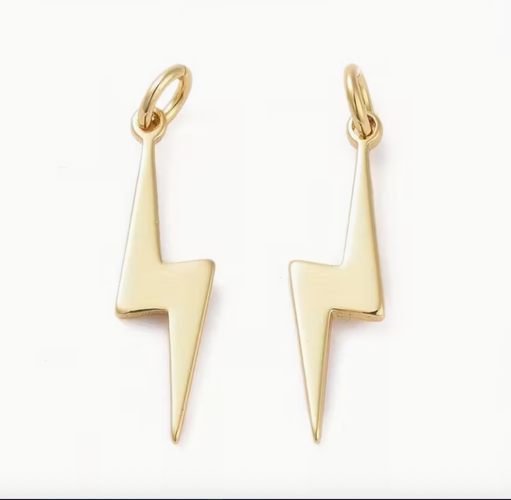 Solid Gold Lightning Bolt - Small
