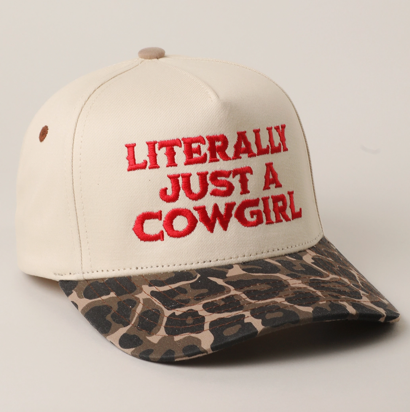 Literally Just A Cowgirl Leopard Trucker Hat