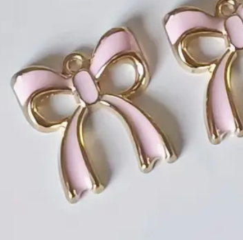 Gold Light Pink Ribbon Bow - Large