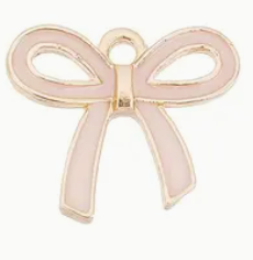 Gold Light Pink Ribbon Bow - Medium