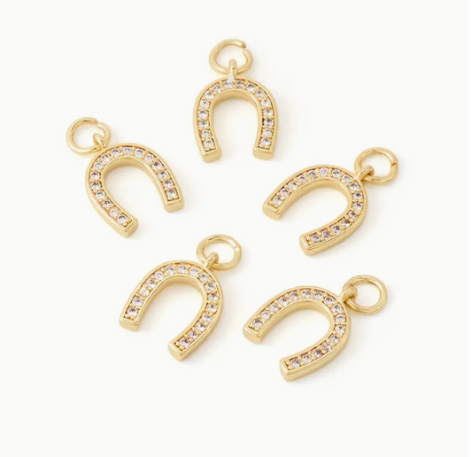 Gold Horseshoe Diamond Charm - Small