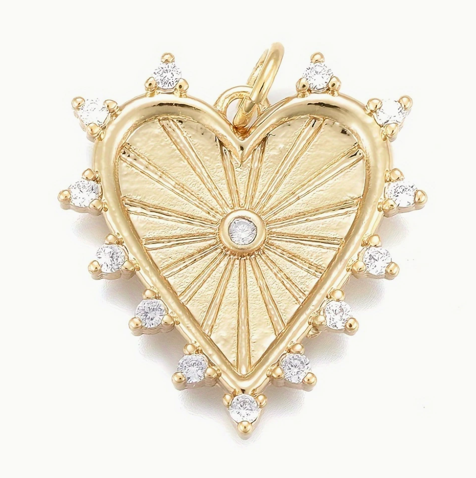 Gold Diamond Spiked Heart - Large