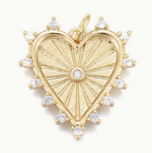 Gold Diamond Spiked Heart - Large